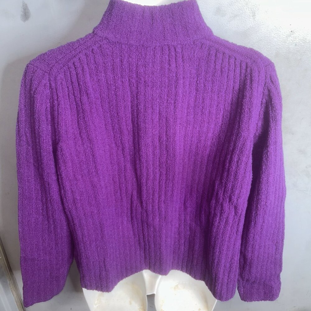 Eileen Fisher Purple Ribbed Zip Jacket XL - Picture 2 of 3